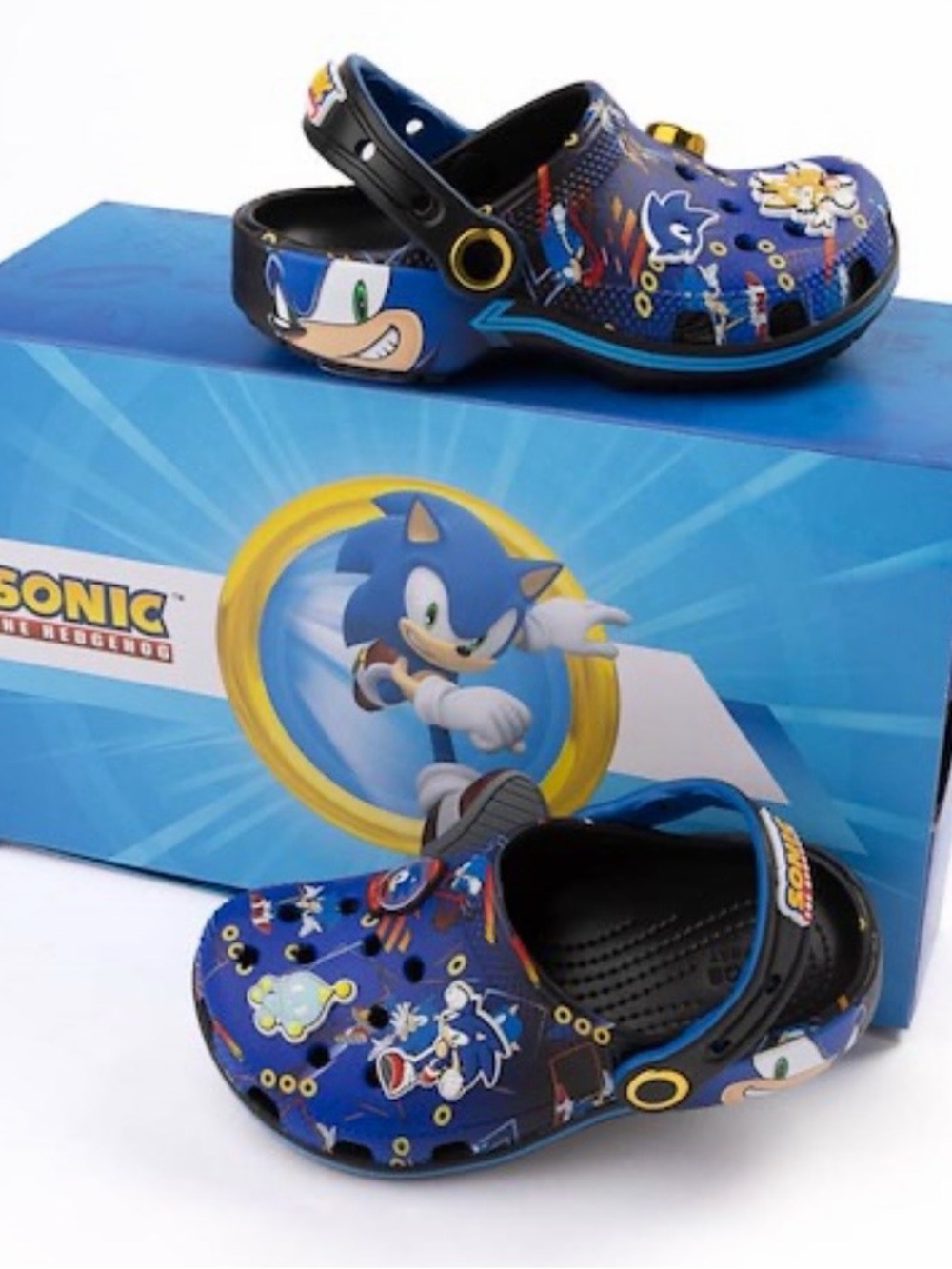Crocs Sonic the Hedgehog Classic Clog Toddler Size C9 Graphic Jibbitz Blue
